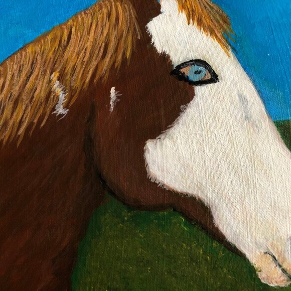 Original art painting on canvase horse head 12" x 12" signed wall art - Picture 6 of 7